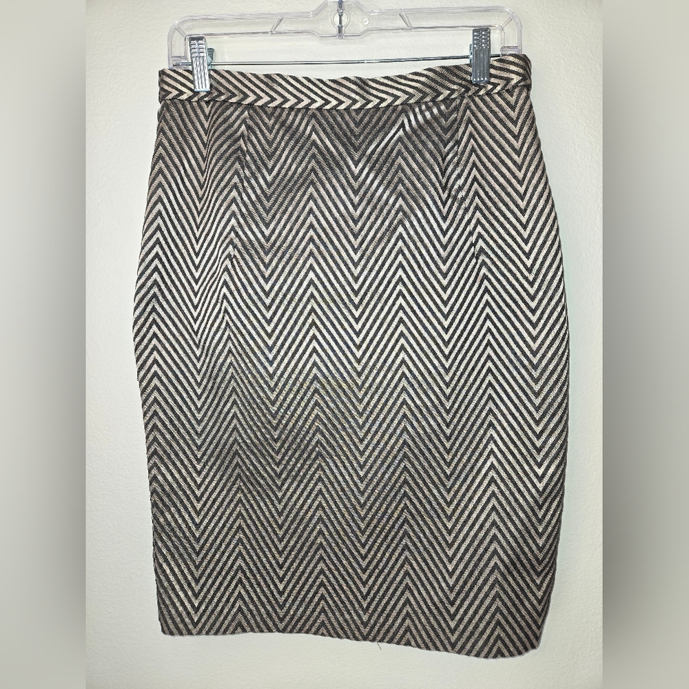Black and Gold Chevron Pencil Skirt